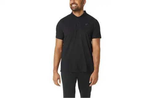 ASICS Polo Shirts Men's Black Polo Collar Moderate Straight Fit