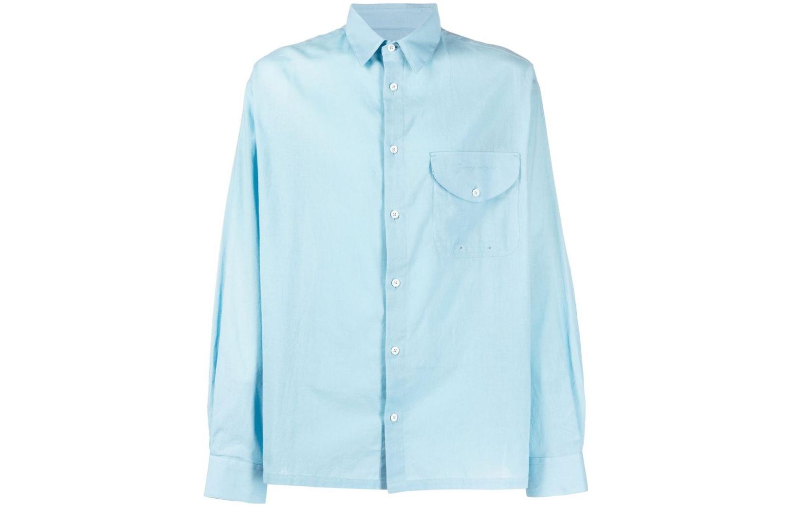 Jacquemus Shirts Men's Blue Pointed Collar Moderate Other