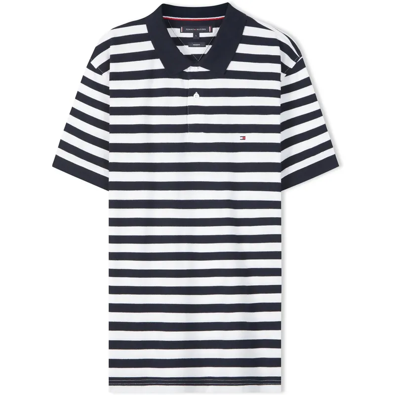 Tommy Hilfiger Polo Shirt Men's Black White Stripes