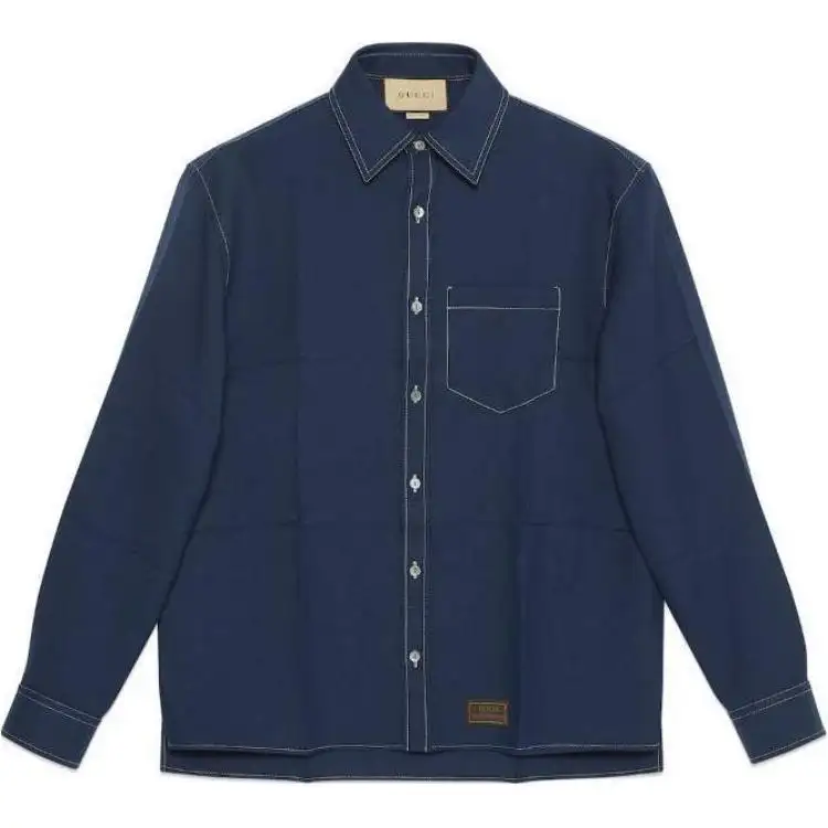GUCCI Shirts Men's Blue Pointed Collar Moderate Other