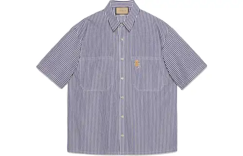 GUCCI Shirts Men's Blue Pointed Collar Moderate Other