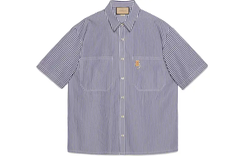 GUCCI Shirts Men's Blue Pointed Collar Moderate Other
