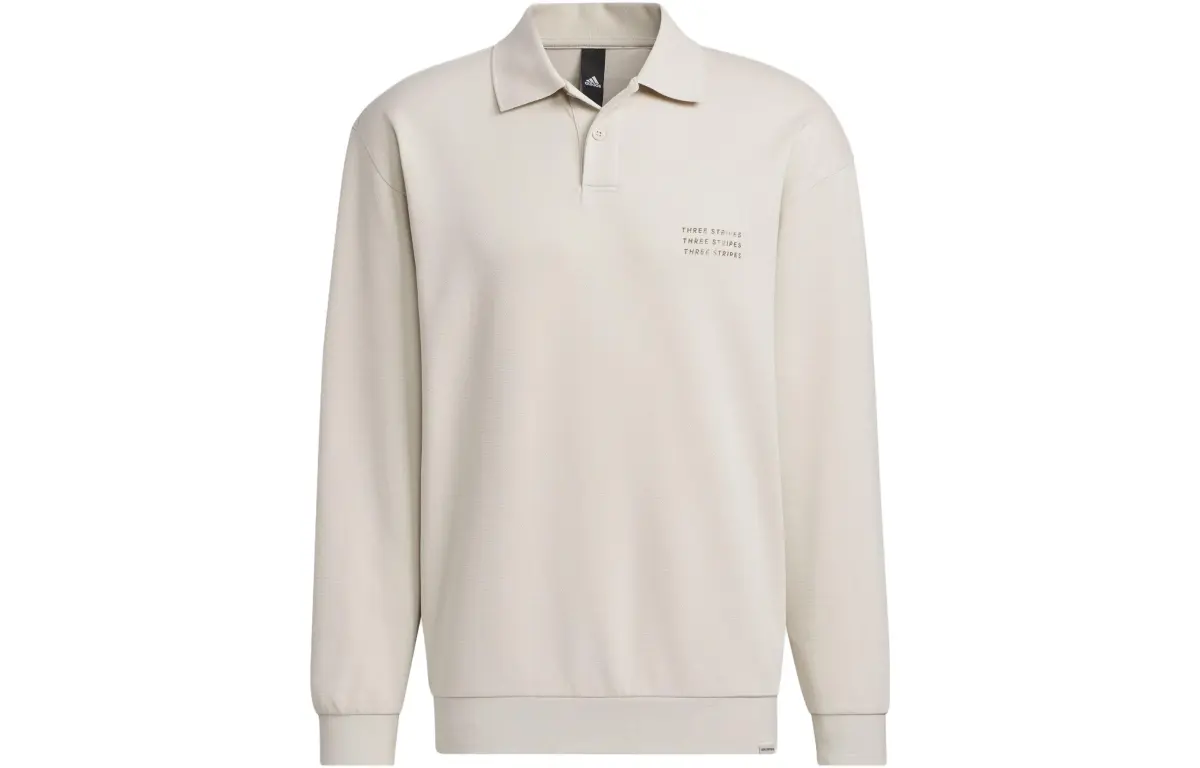 Adidas Polo Shirts Men's Clear Brown Polo Collar Thickened Straight Fit