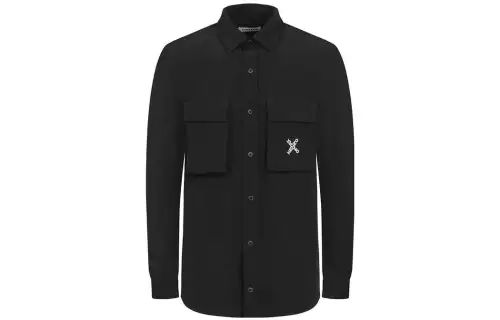 KENZO Shirts Men's Black Lapel Moderate