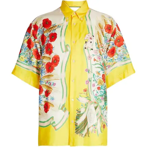 GUCCI Shirts Men's Yellow Lapel Moderate Other