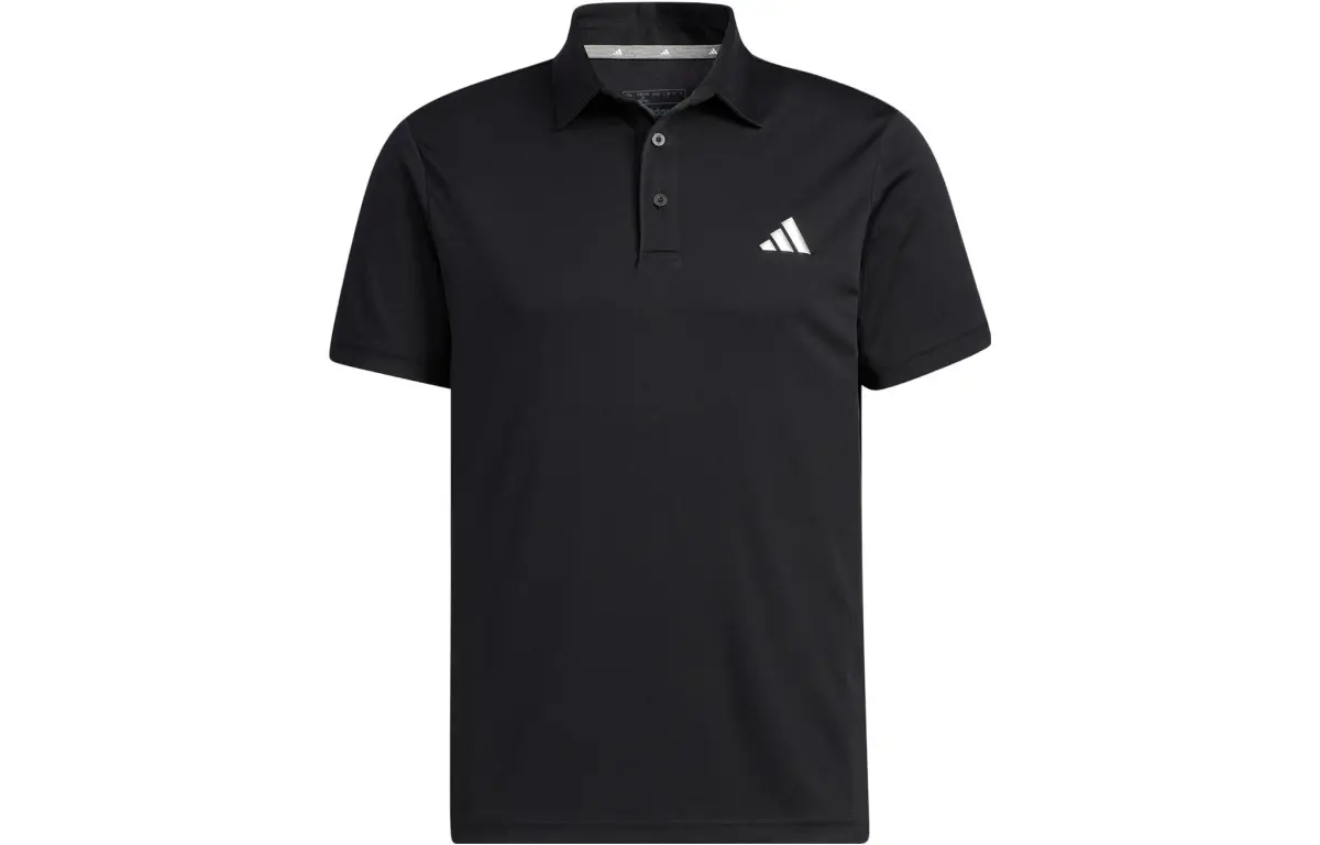 Adidas Polo Shirts Men's Black Polo Collar Moderate Straight Fit