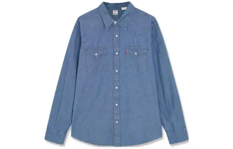Levi's Shirts Men's Dark Blue Lapel Moderate Straight Fit