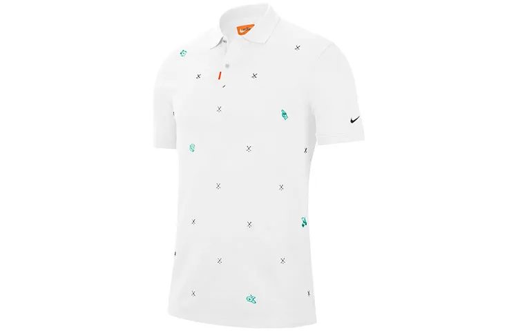 Nike Polo Shirts Men's White Polo Collar Moderate Straight Fit