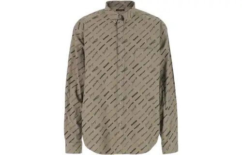 Balenciaga Allover Logo Print Long-Sleeved Shirt