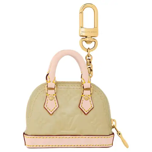 LOUIS VUITTON Micro Alma Patent Leather Keychain Handbag Charm Bag Merch Unisex Yellow