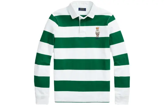 striped logo-embroidered rugby shirt