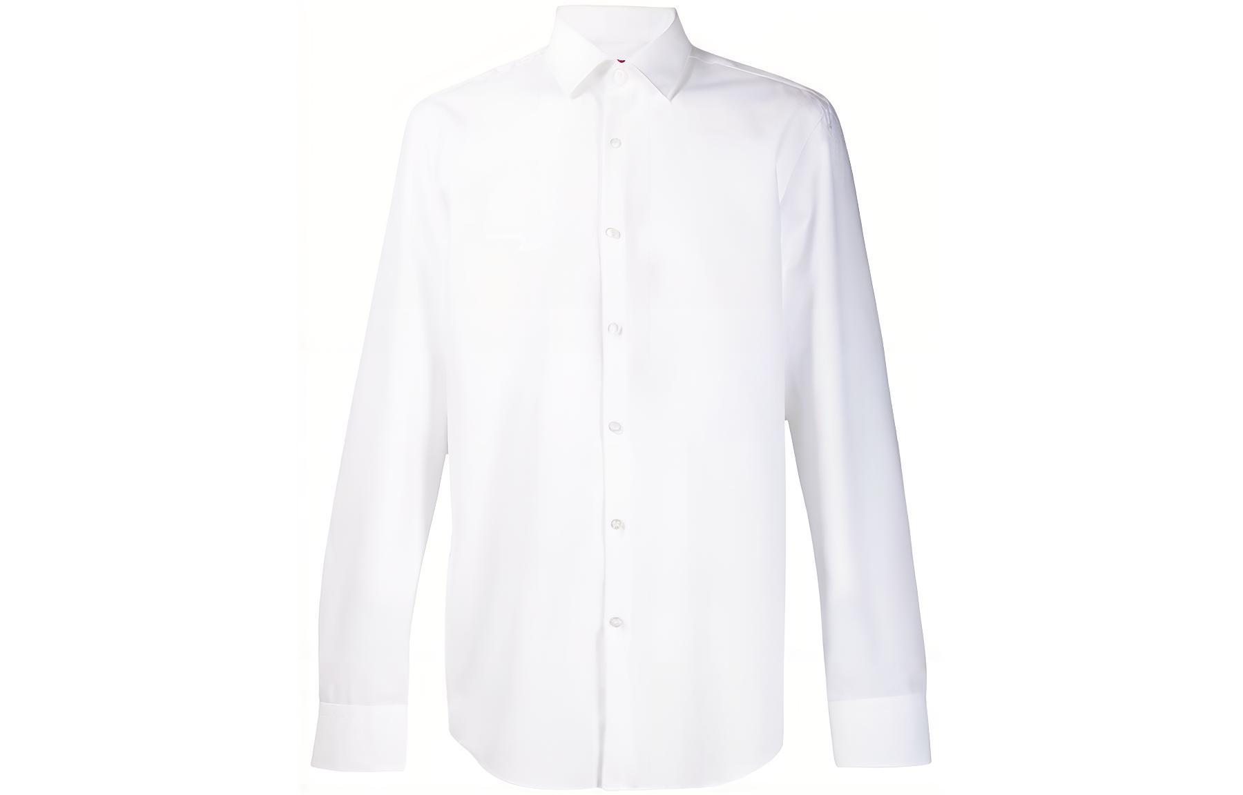 HUGO BOSS FW22 сплошной цветовой воротник длинный рукав сорочка мужской стиль белый