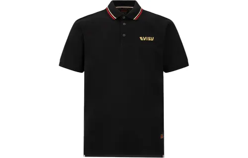 EVISU Polo Shirts Men's Black Polo Collar Moderate Straight Fit