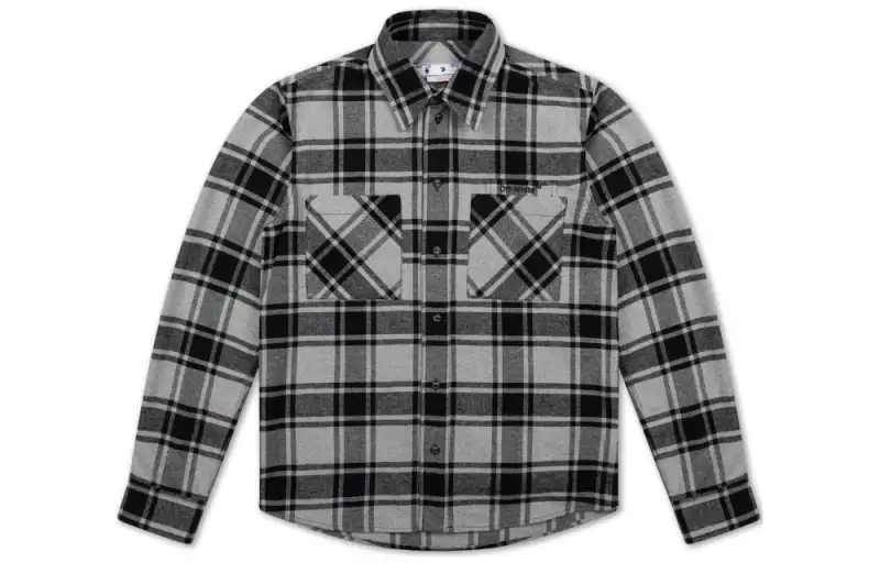 OFF WHITE Shirts Men's Gray Lapel Moderate Other