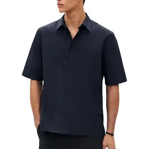 HERMES SS25 Polo Shirt Regular Fit Men's Marine Blue