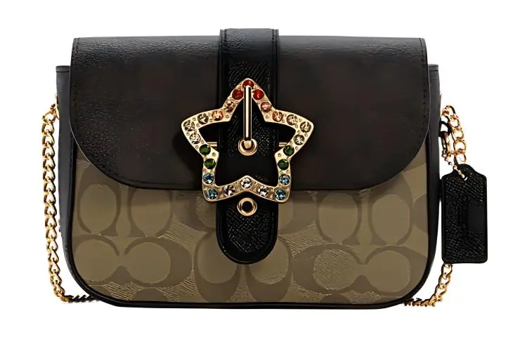COACH Gemma Coated Canvas With Cross Grain Leather Crossbody Bag, Shoulder Bag Small Women's Brown