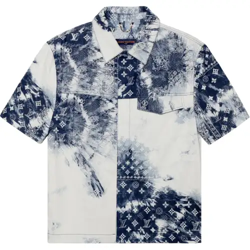 LOUIS VUITTON Monogram Bandana Short Sleeved Denim Shirt