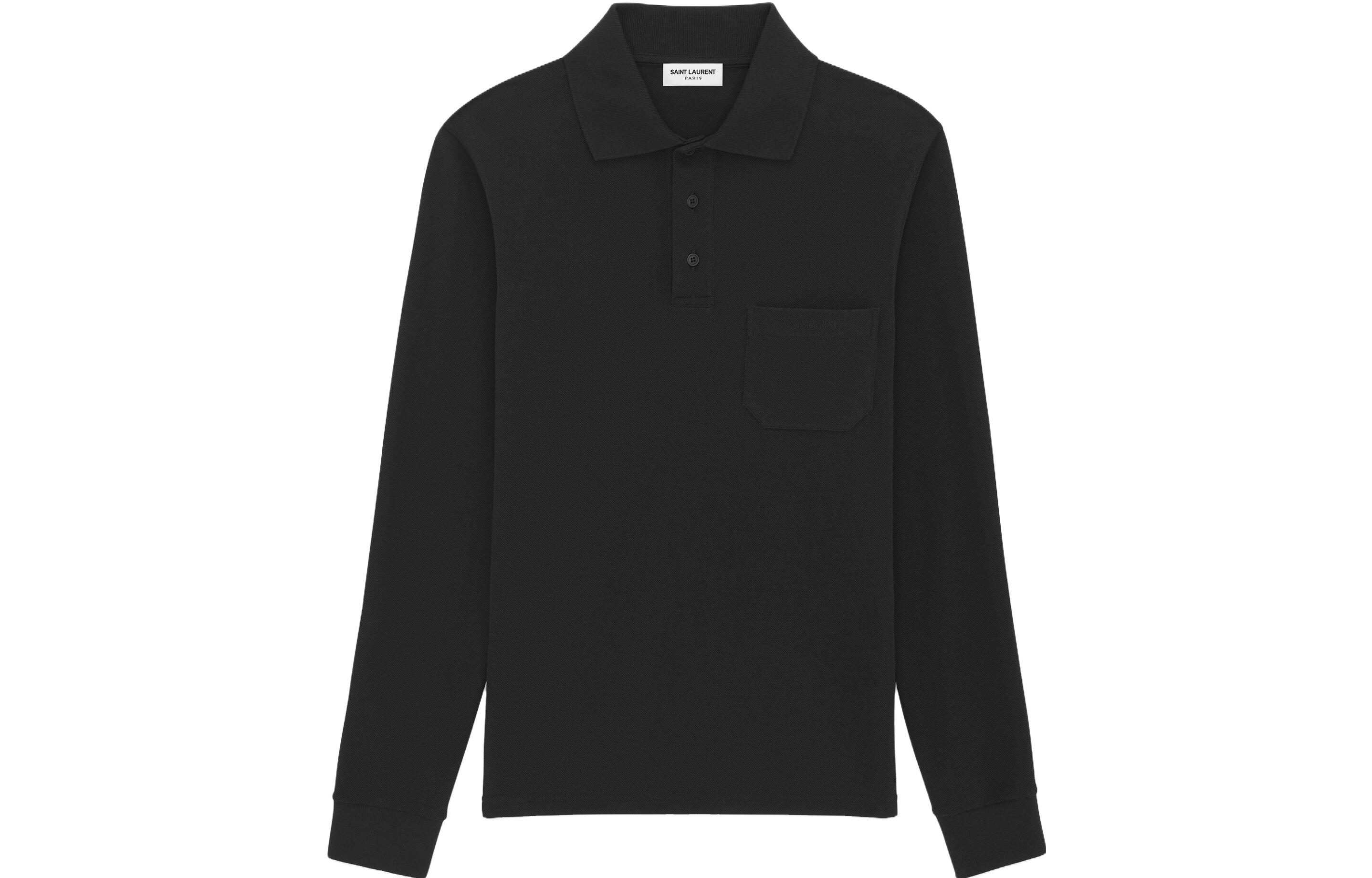 Мужское поло SAINT LAURENT с карманом (черное)