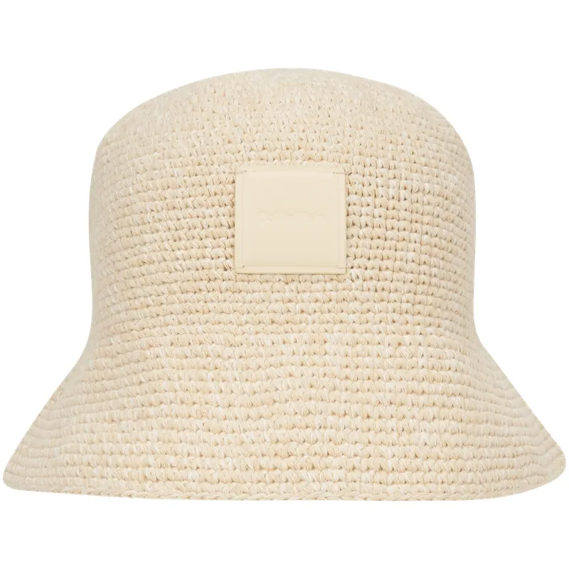 CALVIN KLEIN 100% Cotton Bucket Hats Women's Light Beige Yellow