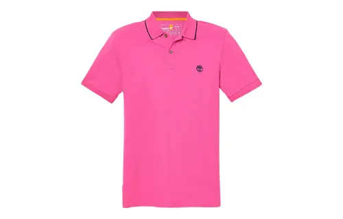 Timberland Polo Shirts Men's Pink Polo Collar Moderate Straight Fit