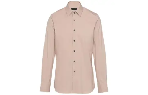 PRADA Stretch Cotton Shirt Men's Beige