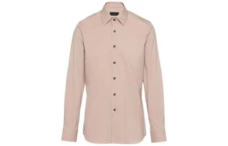PRADA Stretch Cotton Shirt Men's Beige