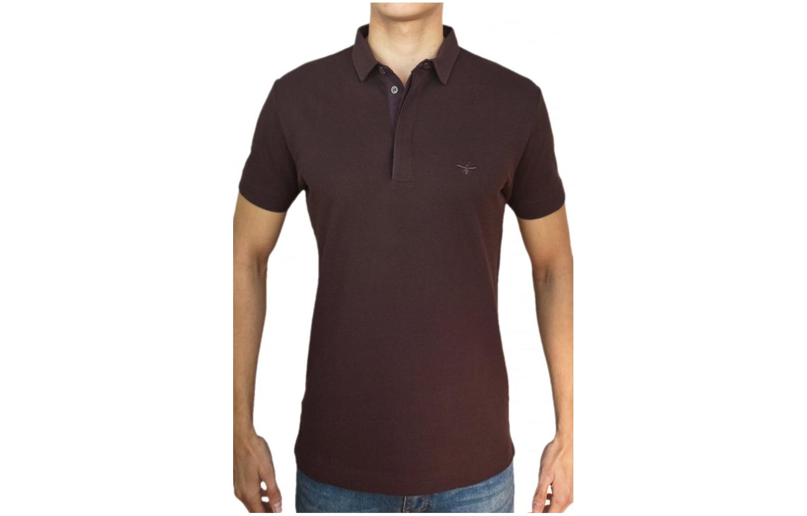 DIOR Polo Shirts Men's Burgundy Polo Collar Moderate Straight Fit