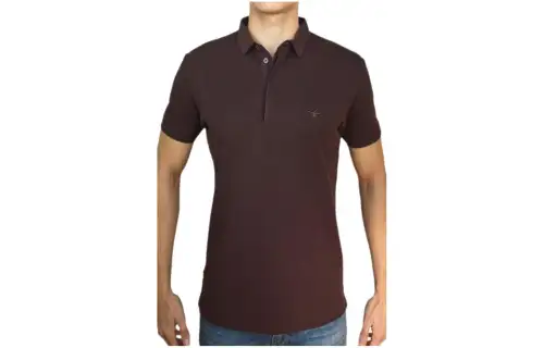 DIOR Polo Shirts Men's Burgundy Polo Collar Moderate Straight Fit