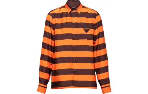 Prada 2020s striped triangle-detail shirt