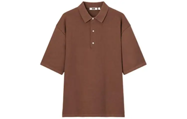 UNIQLO U Collection Polo Shirts Men's Light Umber Polo Collar Moderate Other