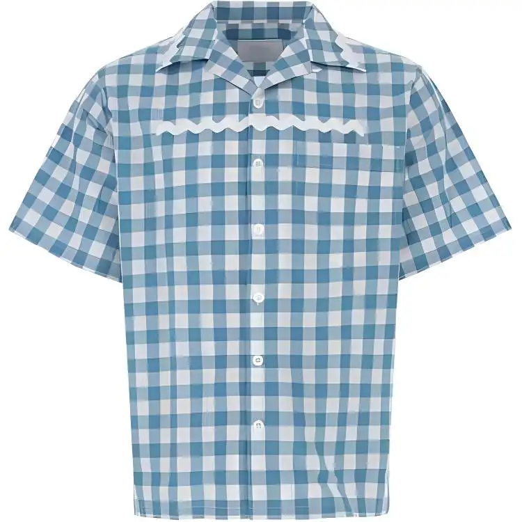 PRADA Check Pattern Short Sleeved Shirt