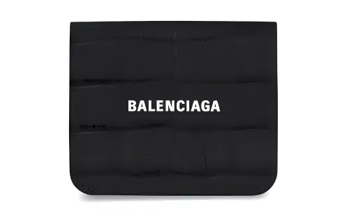 Balenciaga Crocodile Leather With Calfskin Wallet Men's Black
