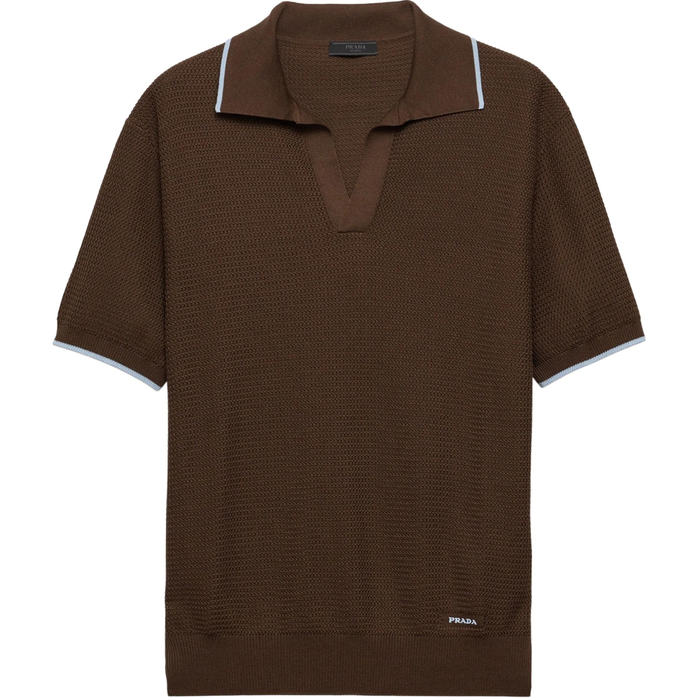 PRADA SS25 Polo Shirt Men's Chocolate