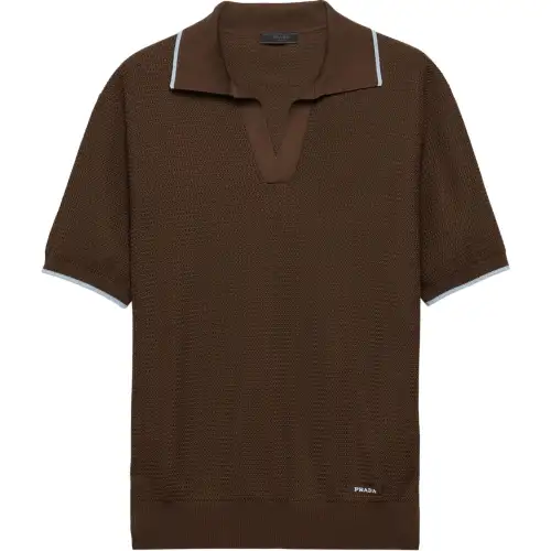 PRADA SS25 Polo Shirt Men's Chocolate