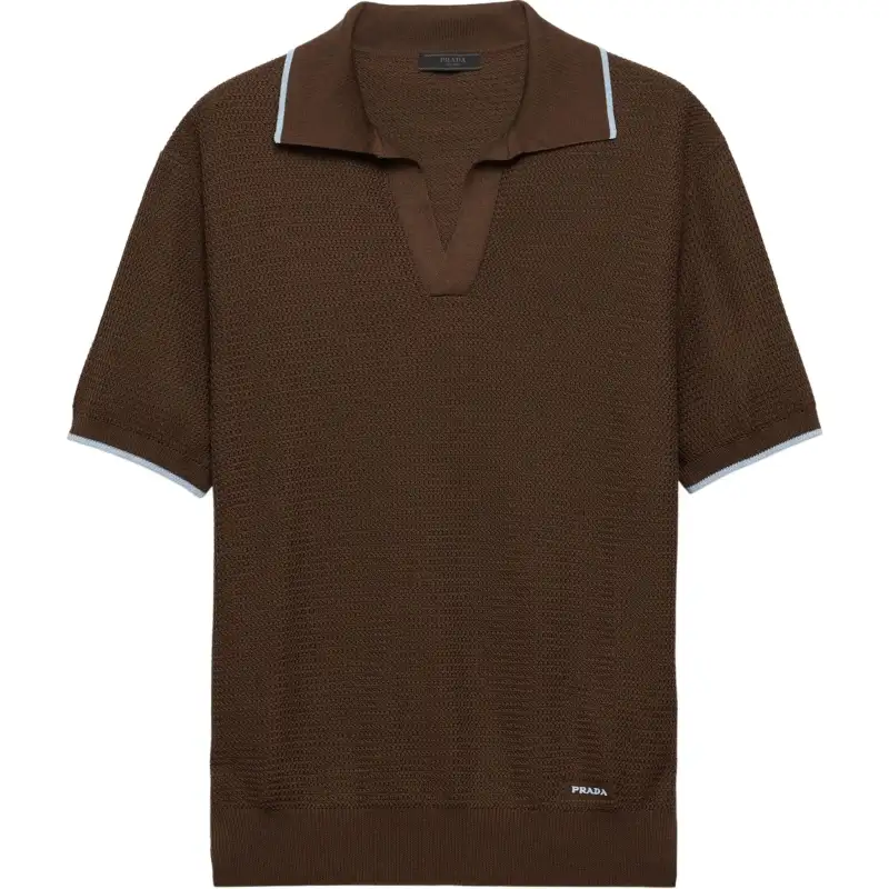 PRADA SS25 Polo Shirt Men's Chocolate
