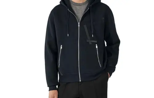 HERMES Sweatshirts Men's Navy Hooded Moderate Regular