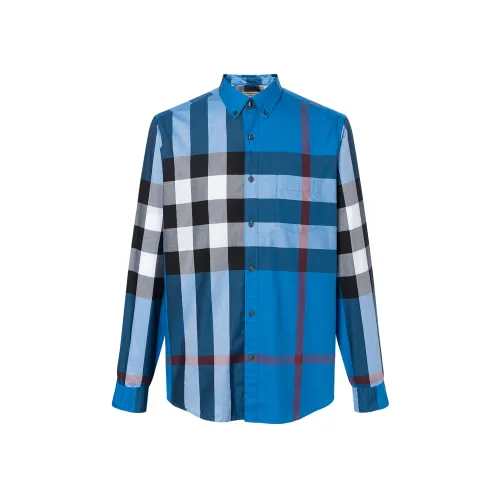 Burberry Shirts Men's Blue Pointed Collar Moderate Other