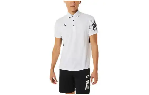 ASICS Polo Shirts Men's White Polo Collar Moderate Straight Fit