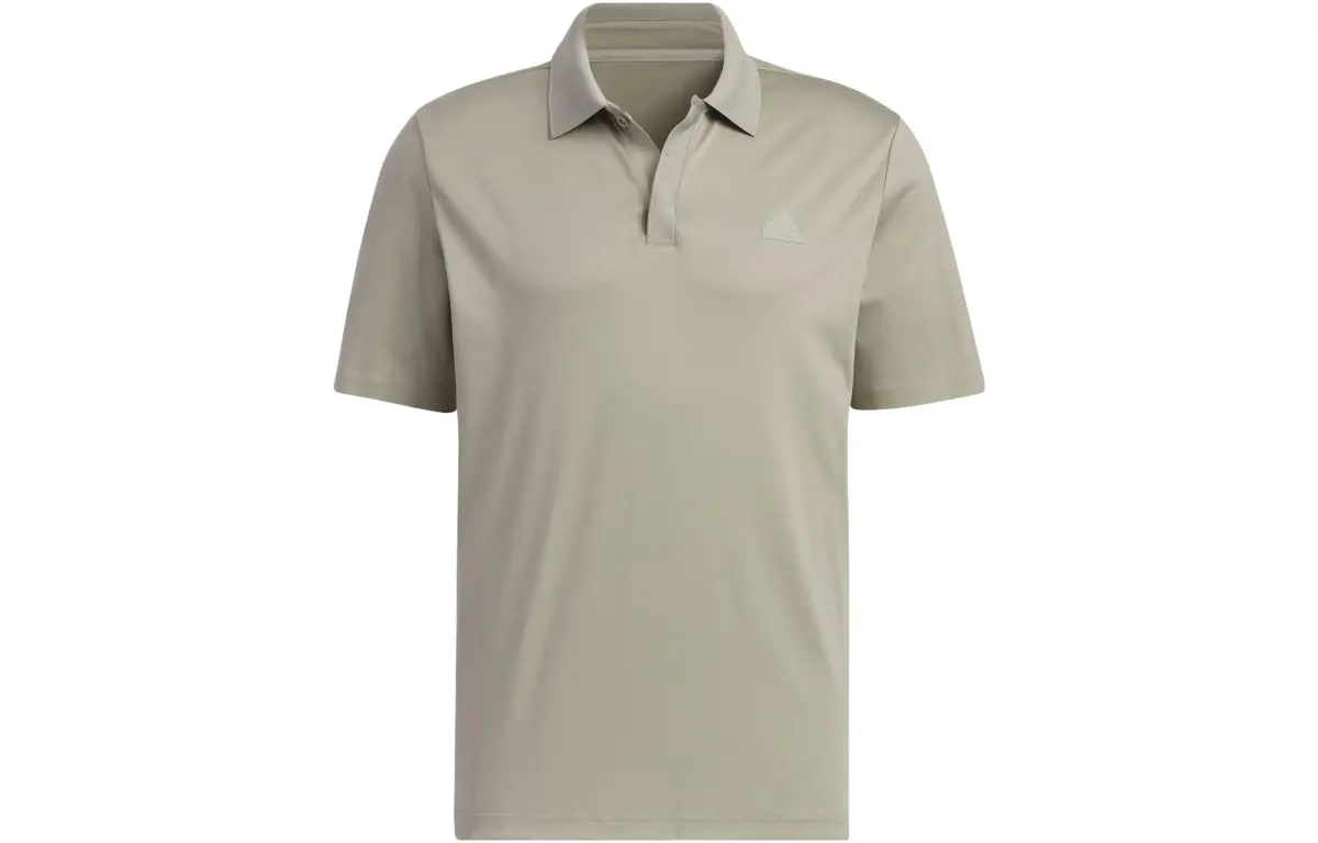 Adidas Polo Shirts Men's Pebble Silver Gray Polo Collar Moderate Straight Fit