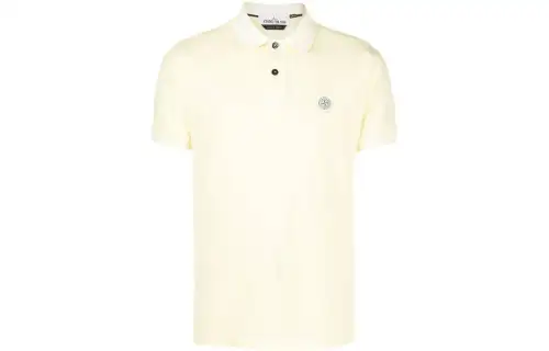 STONE ISLAND Polo Shirts Men's Beige Polo Collar Moderate Straight Fit