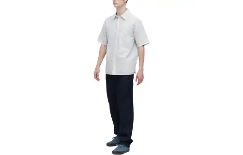 UNIQLO Shirts Men's Blue Half Open Collar Thin Workwear