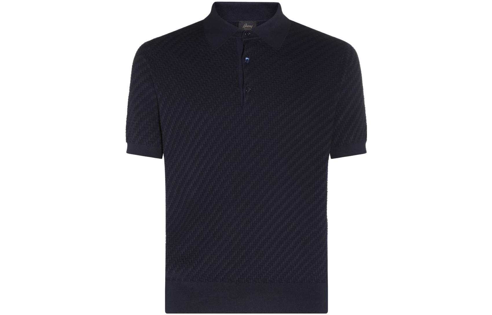 BRIONI Сплошные цвета короткий рукав рубашка поло мужской стиль черный