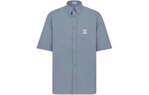 DIOR Shirts Men's Blue Pointed Collar Moderate Other