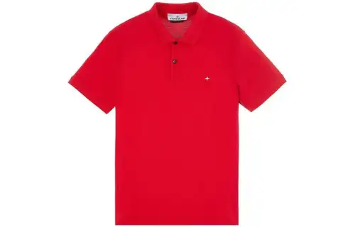STONE ISLAND Polo Shirts Men's Red Polo Collar Moderate Straight Fit