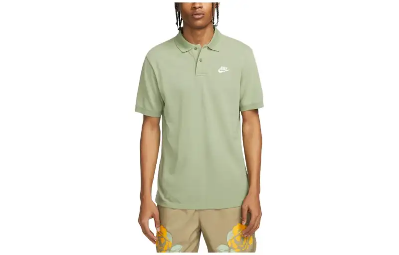 Nike Polo Shirts Men's Yellow Green Polo Collar Moderate Straight Fit