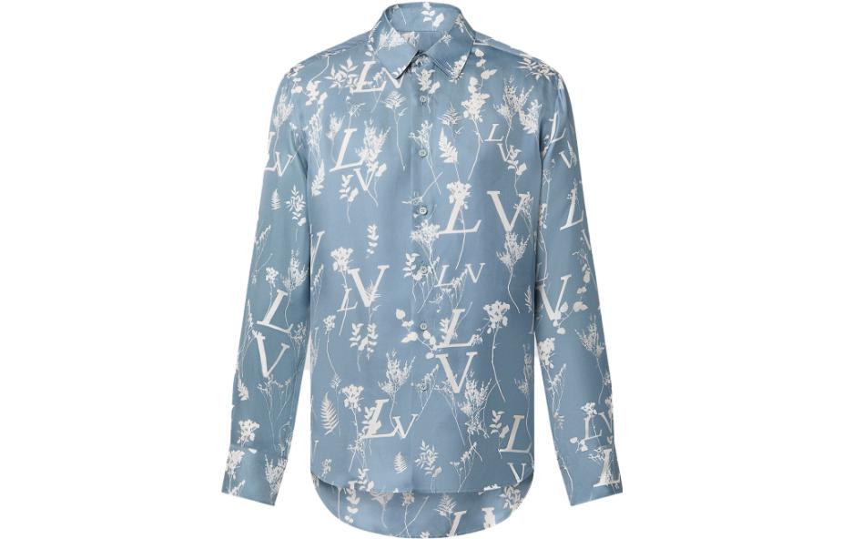Мужская рубашка Louis Vuitton SS23 Logo (синяя)