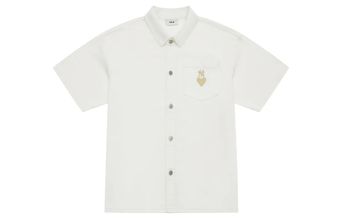 MLB Basic Logo Shirts Unisex Cream Lapel Moderate