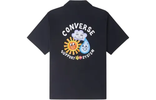 Converse Shirts Men's Black Lapel Moderate Shirt