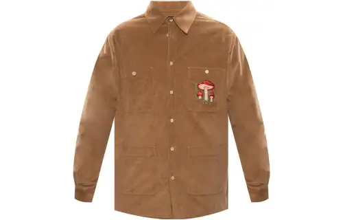 GUCCI Shirts Men's Ginger Yellow Lapel Moderate