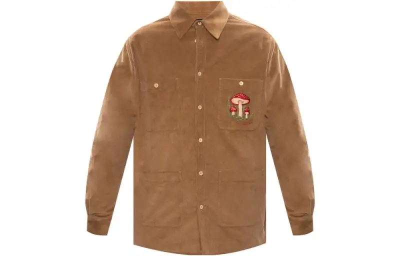 GUCCI Shirts Men's Ginger Yellow Lapel Moderate